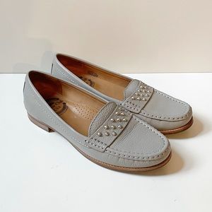 Driver Club USA Gray Leather Louisville Studded Loafer Moccasins